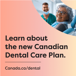 Canadian Dental Care Plan Senior patient smiling at CDCP dental clinic in Mississauga with CDCP dentist